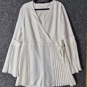 Seed Heritage Playsuit Womens Size 14 Romper White Shorts Long Sleeve Lined - Picture 1 of 8