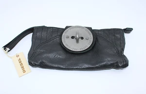 A7 Auth New DIESEL Lock In Embrace Step Black Clutch Turnlock Wristlet Bag - Picture 1 of 3