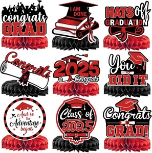 2025 Graduation Table Centerpieces, Red & Black Class of 2025 Party Decorations - Picture 1 of 4