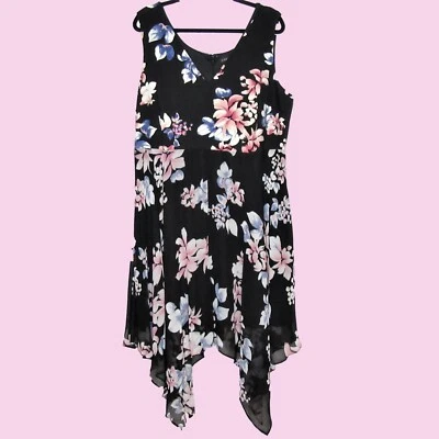 Vestido Lane Bryant Forrado Pañuelo Dobladillo Sin Mangas Cuello en V Talla 18/20 Floral  Foto 1 de 4