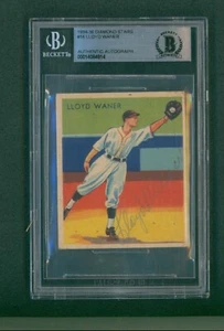 1936 Diamond Stars Baseball Card - #16 Lloyd Waner Signed on Card, BGS Authentic - Picture 1 of 2