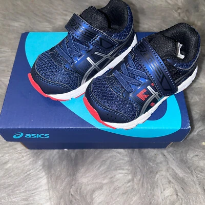NEW Asics Pre-Contend 4 PS Athletic Shoes Hook/Loop Deep Ocean/ Silver Size 4 - Image 1 of 4