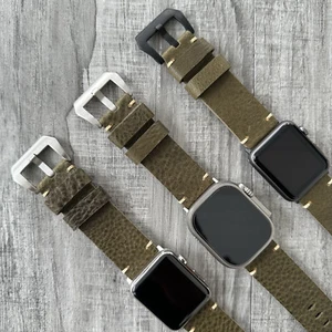 Correa de reloj de cuero verde grano completo para Apple Watch Ultra 1 2 Series 9 8 - Imagen 1 de 19