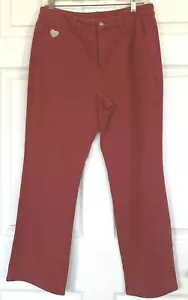 Quacker Factory DreamJeannes 5 Pocket French Terry Boot Cut Pants Red Sz 8 SHORT - Picture 1 of 9