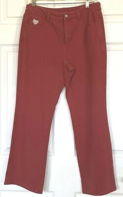 Quacker Factory DreamJeannes 5 Pocket French Terry Boot Cut Pants Red Sz 8 SHORT - Image 1 of 4