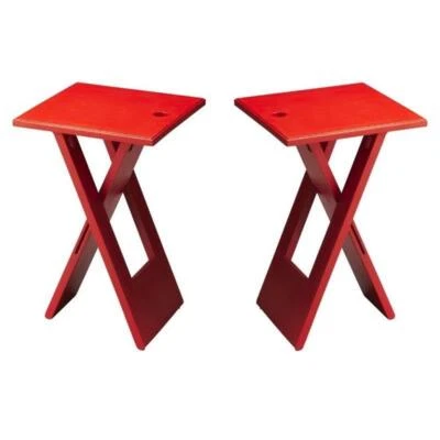 Home Square 19.25"H Transitional Folding End Table in Red - Set of 2 - Image 1 of 3