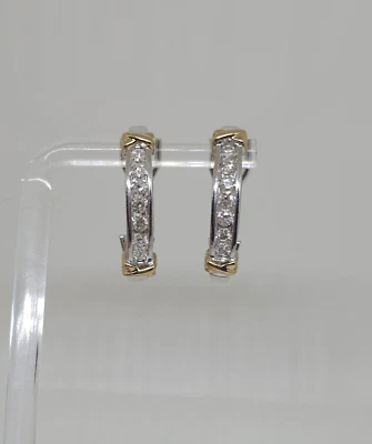 10k White Gold 1 Carat Natural Diamond Channel Set Omega Backs Earrings 6.9G - Image 1 of 4