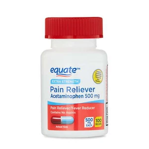 Equate Extra Strength Acetaminophen Gelcaps for Pain Relief, 500mg, 100 Count - Picture 1 of 4