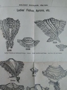 Página de pañuelo Fichus de moda para damas de colección 1899 catálogo fiesta de cumpleaños raro en muy buen estado  - Imagen 1 de 11