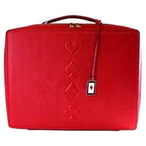 Estee Lauder Red w/Gold Zipper and Playing Cards Symbols Cosmetic Makeup Case - Picture 1 of 3