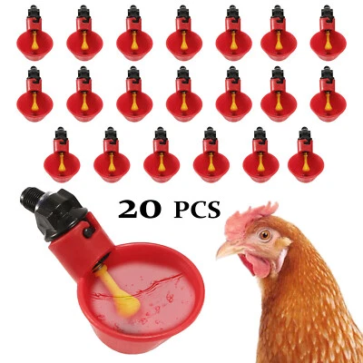 20Pcs Poultry Water Drinking Cups Chicken Hen Plastic Automatic Drinker Feeder - Image 1 of 4