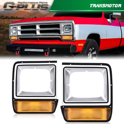 Par de bisel de faros aptos para camioneta Dodge con luz de estacionamiento en esquina Foto 1 de 4