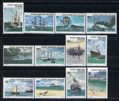COCOS ISLANDS 20-31 SG20-31 MNH 1976 Ships Definitive set of 12 CV$6 Cover