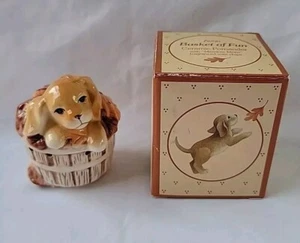 Vintage Avon Basket Of Fun Ceramic Pomander Puppy 1984 - Picture 1 of 4