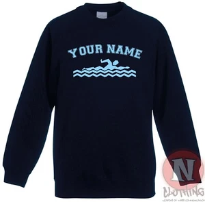 Personalised swimming sweatshirt Children's kids swim team - Just add name - Picture 1 of 13