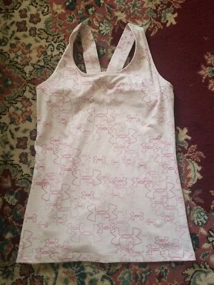 Under Armour Fitted Heat Gear Tank Top White Pink Women's Racerback Size SM - Image 1 of 4