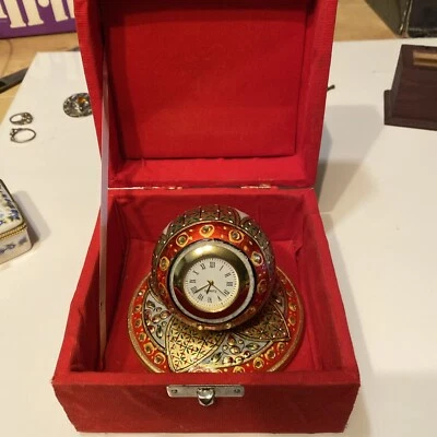 Reloj Artesanal Meenakari Trabajo Decorativo Cuarzo India Mármol Forma Bola Regalo Foto 1 de 4
