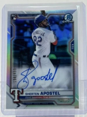 Sherten Apostel 2021 Bowman Chrome Refractor Rookie Autograph Auto Card #194/499 - Image 1 of 2