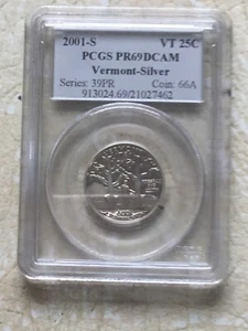 2001 -S 25C SILVER Vermont STATE QUARTER PR69 PCGS Coin - Picture 1 of 4
