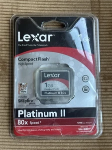 NEW Lexar Platinum II 1GB 80x High Speed Compact Flash Camera Memory Card w Case - Picture 1 of 2