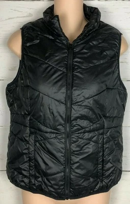 Chaleco acolchado negro Flirtitude Active talla mediana para jóvenes mujeres bolsillos con cremallera B1 Foto 1 de 4