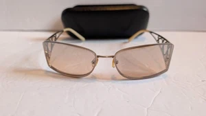 Sunglasses Light Lenses Gold Rimmed Real String Pattern - Picture 1 of 4