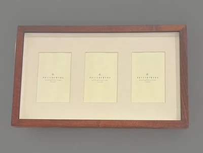 Marco de galería de madera marrón Pottery Barn 18 X 11 con 3 fotos 4x6 NUNCA USADO Foto 1 de 2