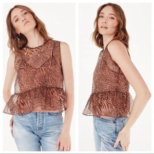 CAMI NYC Amira Seidentop Dschungelmuster Schößchen M Neu mit Etikett - Bild 1 von 14