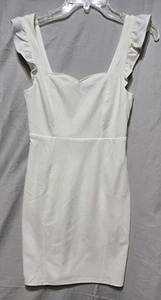LULUS Miriam Bodycon-Minikleid weiß Rüschen Schultern Größe SMALL - Bild 1 von 4