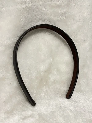 Dark Brown faux leather headband textured 0.5" wide hair band accessory classic - Image 1 of 4