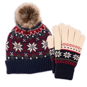 MUK LUKS Wärmespeicher Bommel Mütze und Handschuh Set Fairy Dust OS Wollmischung Neu mit Etikett - Bild 1 von 5