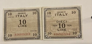 X2 Italia 10 Lire 1943 Prefisso A06895639A A04765723B(556) - Foto 1 di 2