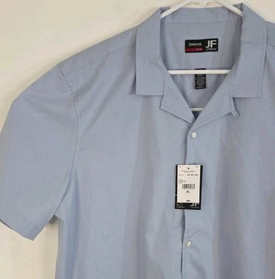 JF J. Ferrar NWT Mens Slim Fit Zen Blue Short Sleeve Button Up Shirt Size XL $60 - Image 1 of 4