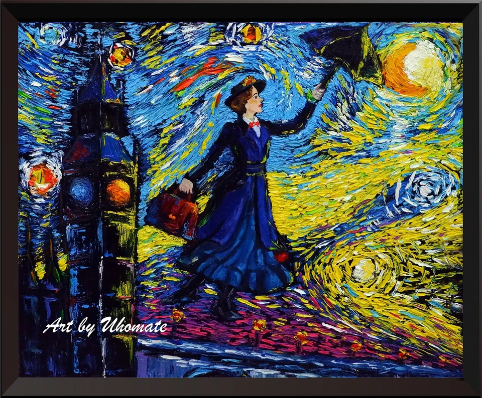 Carteles de noche estrellada Mary Poppins Vincent Van Gogh hogar lienzo arte de pared enfermera... Foto 1 de 4