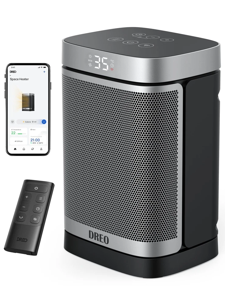 Dreo Riscaldatore intelligente per spazio Riscaldatore elettrico in ceramica PTC