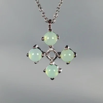 Vintage jewellery Natural Chrysoprase Necklace 925 Sterling Silver 17.75"/N27001 - image 1 of 4