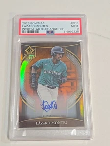 2024 BOWMAN LAZARO MONTEZ INVICTA AUTO ORANGE REFRACTOR/25 PSA 9 - Picture 1 of 5