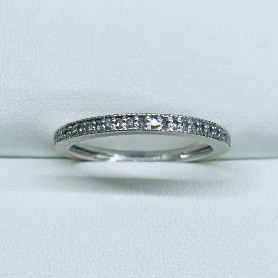 10k White Gold Diamond Pave Anniversary Engagement Wedding Ring Band Size 5.5 - Image 1 of 4