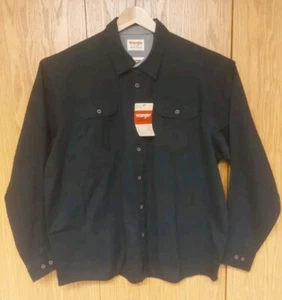 NEW Wrangler Authentics Denim Button Up Shirt Mens 2XLT Black Long Sleeve Work - Picture 1 of 9