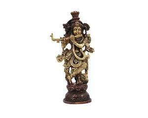 Shri Krishna Messing Statue für Puja, Tempel, Prunkstück, Geschenke 2 x 9,5 x 3 Zoll - Bild 1 von 5