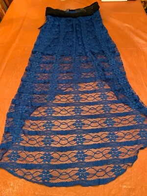 FALDA CON CINTURÓN JUINIOR'S NO LIMITS AZUL ENCAJE ALTO BAJO TALLA MEDIANA 7 - 9 NUEVA Foto 1 de 3