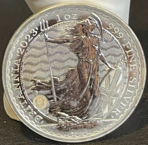 2023 1 OZ .999 Plata Fina Reino Unido Britannia Trident 2£ Reina Isabel II Inglaterra! - Imagen 1 de 2