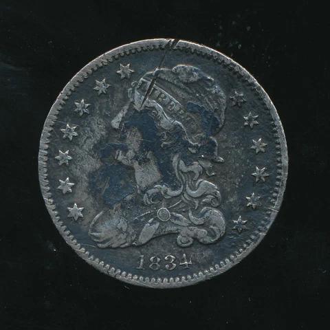 1834 CAPPED BUST SILVER QUARTER 25C ~ CIRCULATED ~ SHIPS FREE! INV:1 Cover