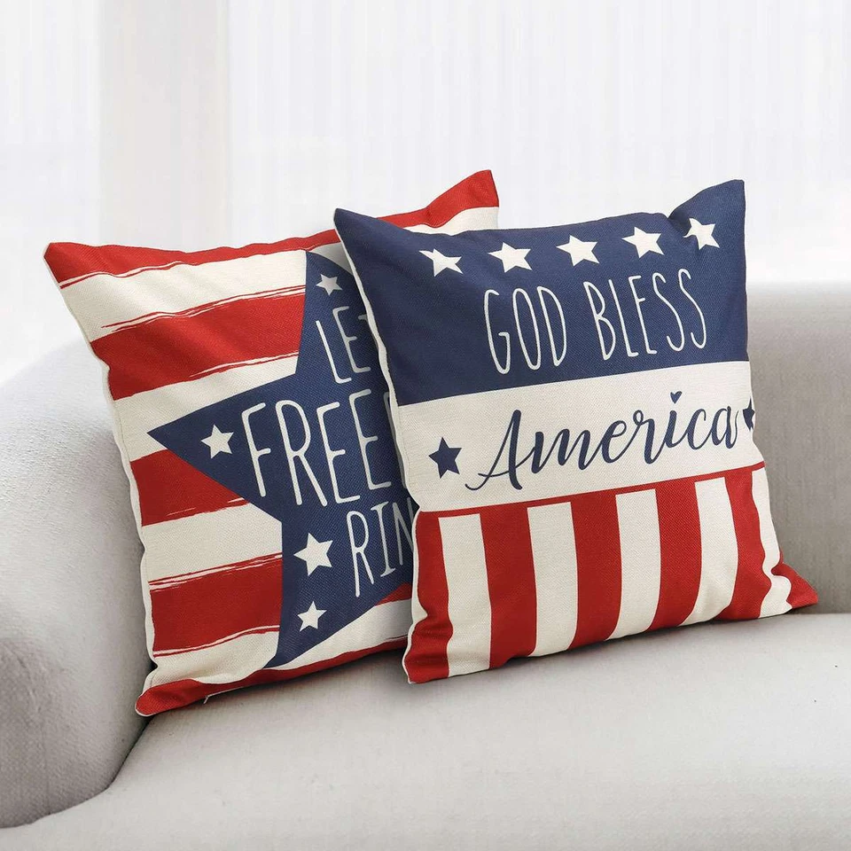 Funda de Almohada 18" 4 de Julio Día de la Independencia Bandera Americana Vacaciones Funda de Cojín Foto 1 de 4