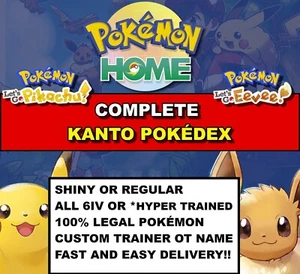 Complete/Full Kanto Pokedex - Pokemon Lets Go Pikachu/Eevee HOME Shiny or Not - Picture 1 of 7