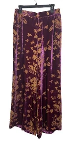 Johnny Was M Rising Moon Easy Womens Pant Floral Burnout Velvet Palazzo $390 - Picture 1 of 6