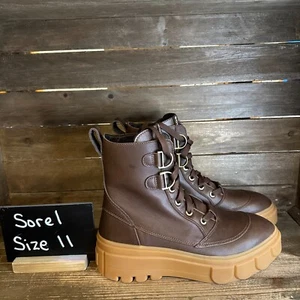 Nuevas Mujeres Sorel Caribou X Botas al Tobillo con Cordones Cuero Marrón Suela Talla 11 M - Imagen 1 de 6