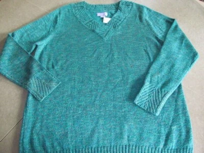 Novo com etiquetas Laura Scott suéter pulôver de malha azul-petróleo gola V XL/XXL novo! - Imagem 1 de 4