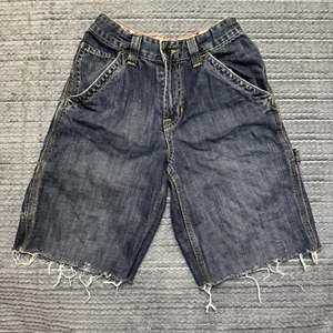 LL Bean Carpenter Denim Shorts Boys Size 12 Blue 100% Cotton Frayed Hem - Picture 1 of 11