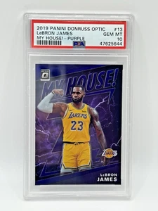 2019 Panini Donruss Optic My House LeBron James #13 Purple Prizm PSA 10 - Picture 1 of 2